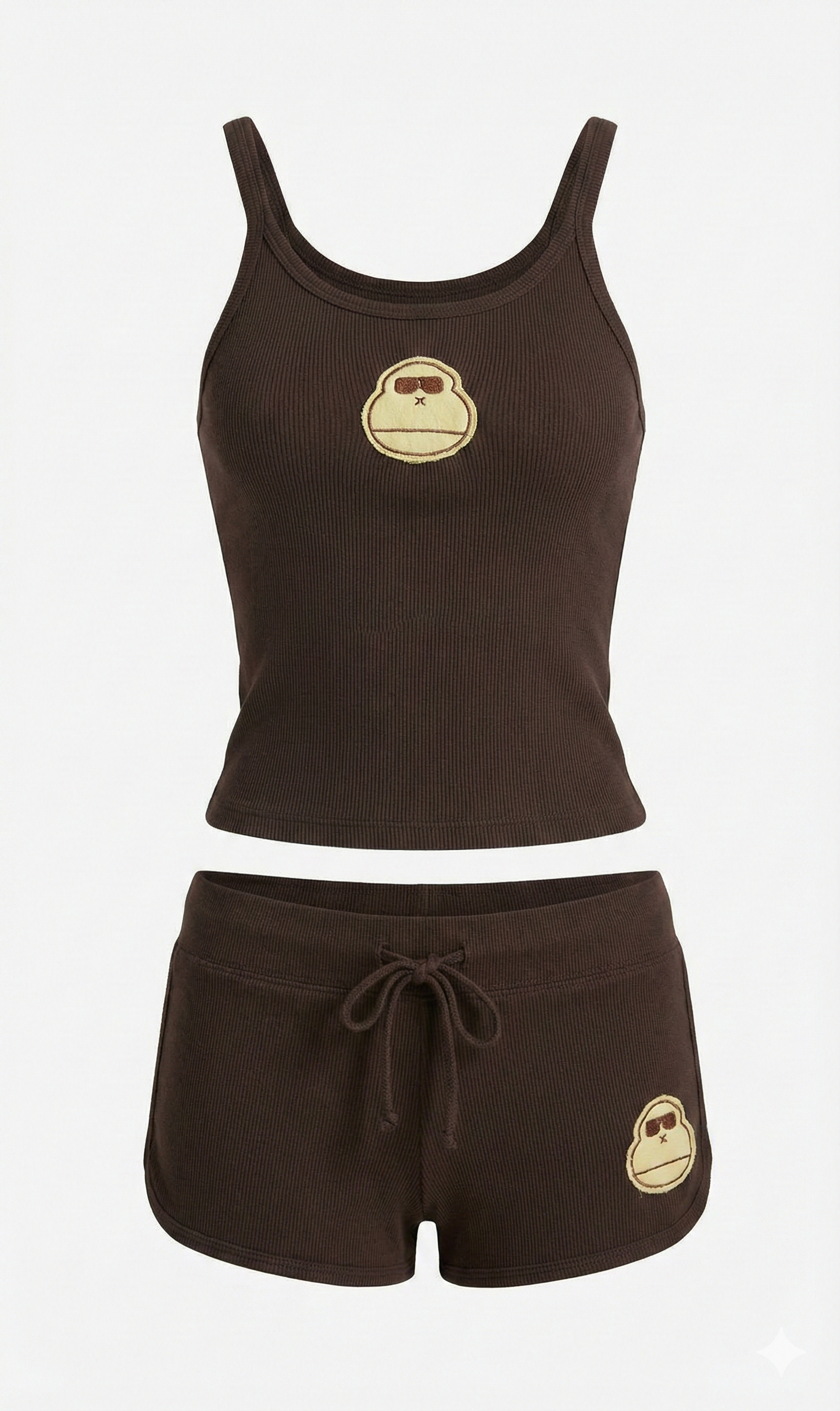 Mocha Ribbed Monkey Tank & Short Set