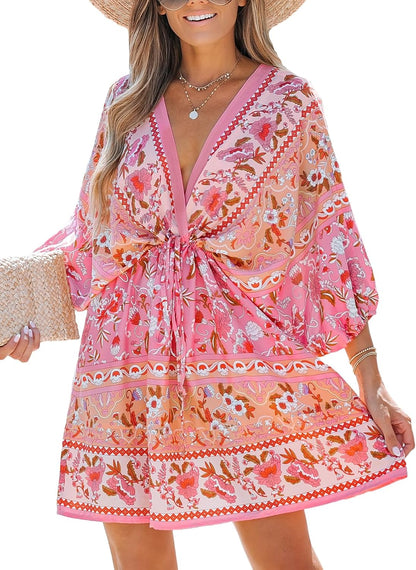 Women Casual Boho Sundress Summer Floral
