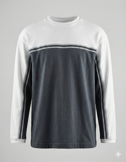 Contrast Stripe Crewneck